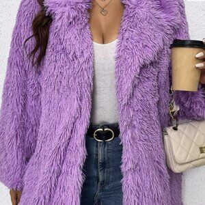 SHEIN Faux Fur Purple Jacket